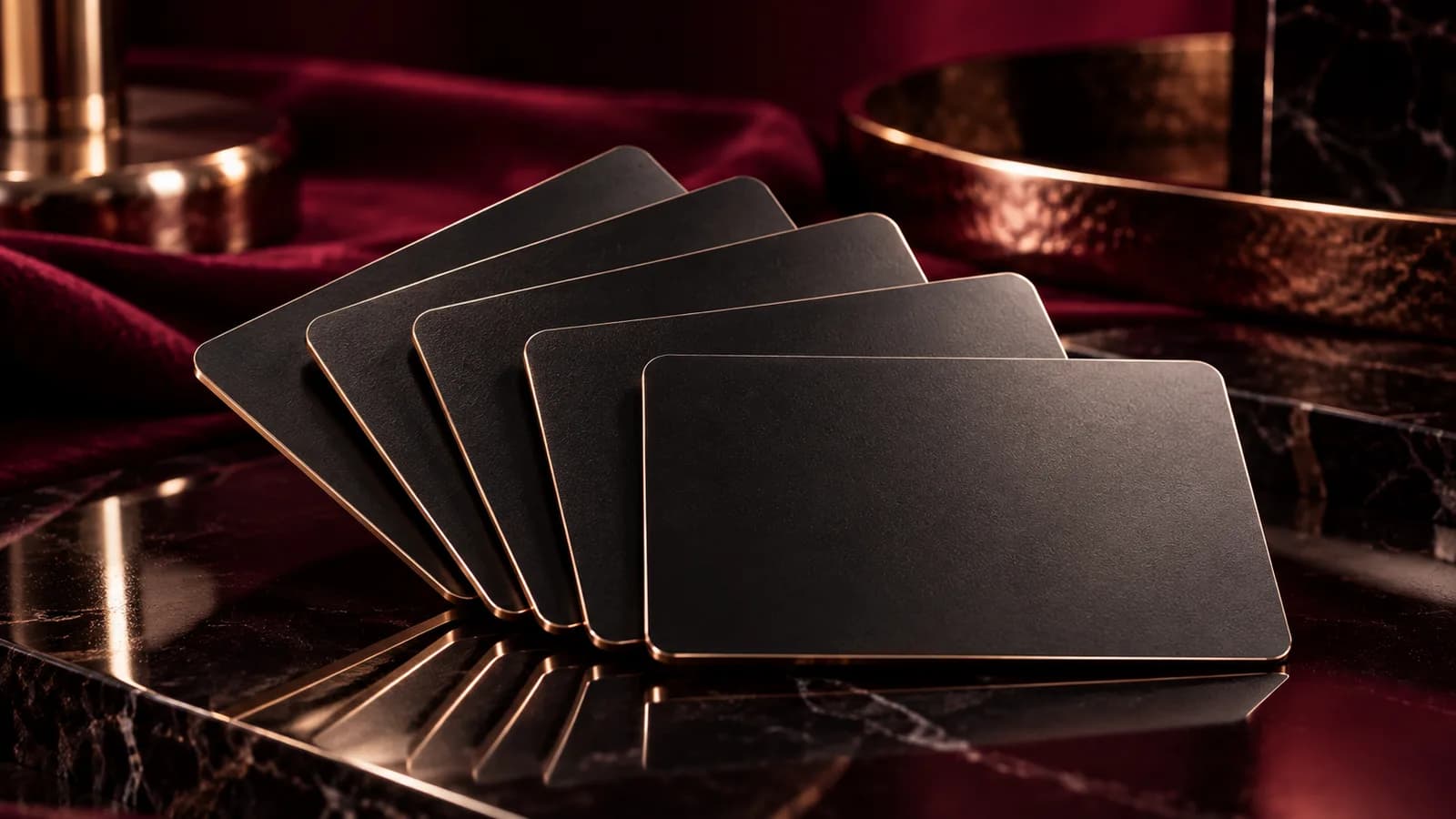 Five Dream cards fanned out on a marble surface